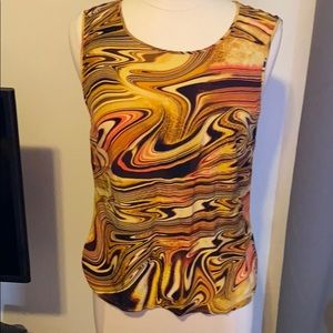 Escada Printed Sleevess Top Sz 38